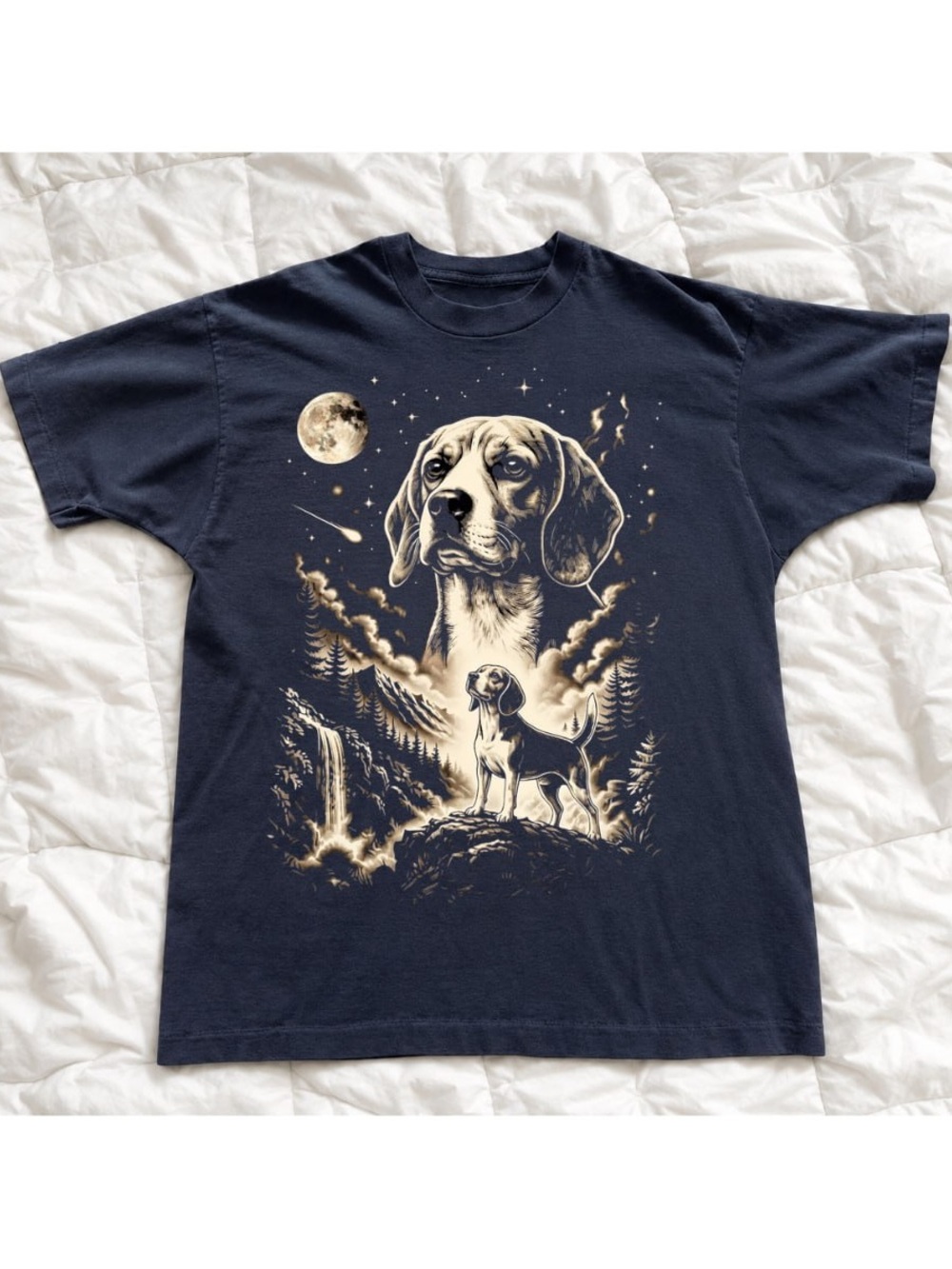 Classic Black Dog Graphic Tee - Beagle Design For Unisex